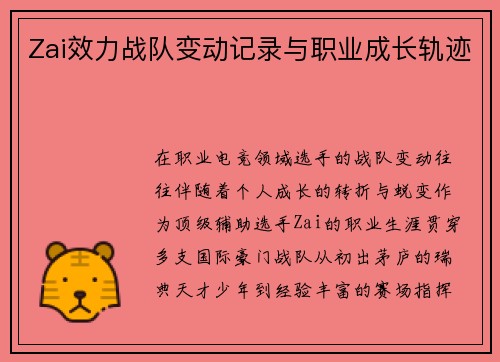 Zai效力战队变动记录与职业成长轨迹